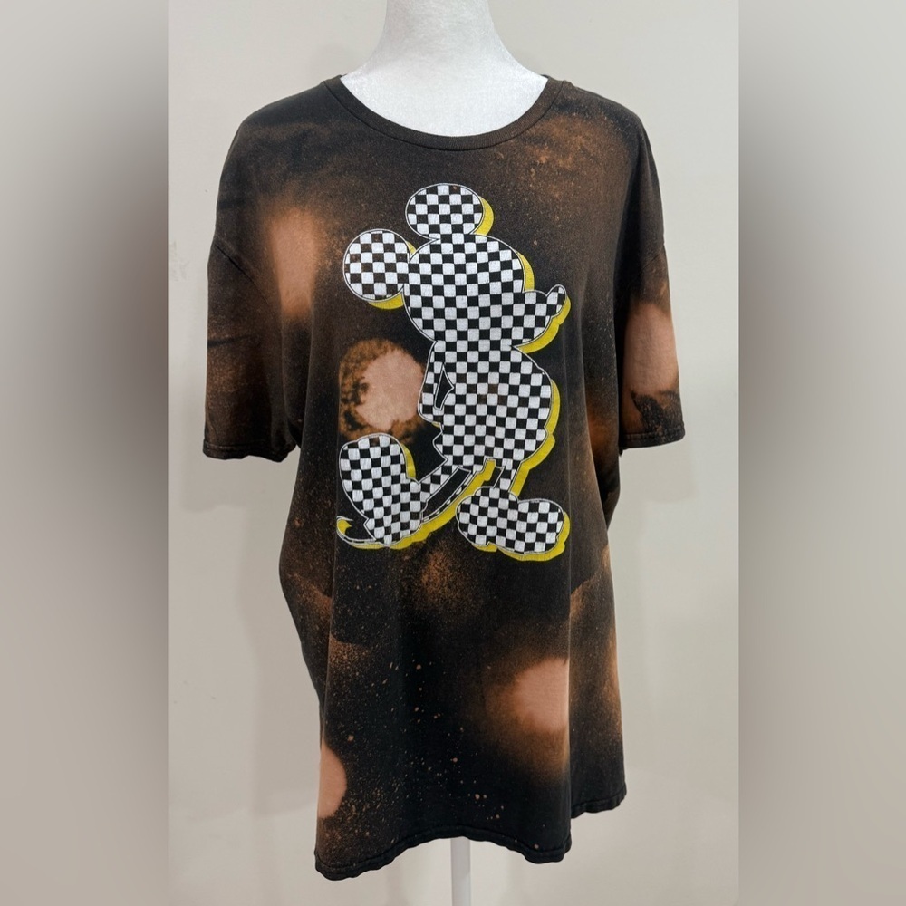 MICKEY MOUSE Official Disney Women's Bleach & Distressed T-Shirt Size XL